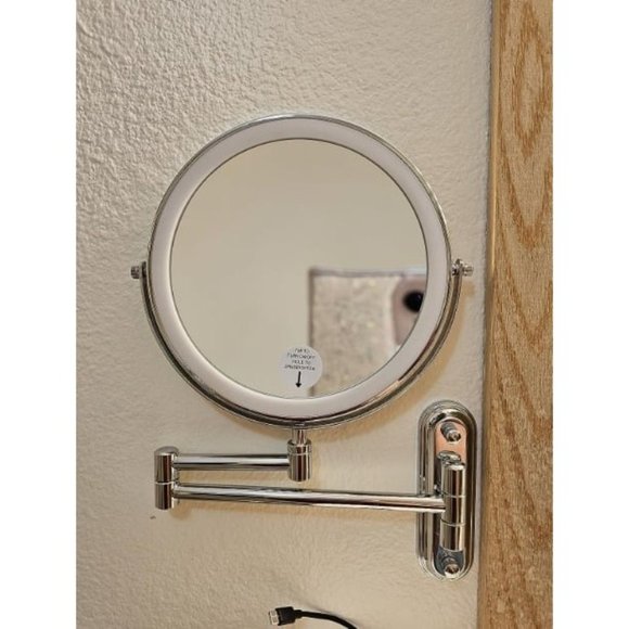 Rechargeable Lighted Makeup Mirror Brushed Nickel Vanity Mirror w/ 3Color Lights - Picture 2 of 2